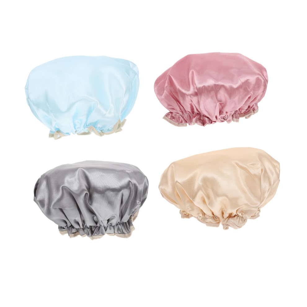 Shower Cap for Women Waterproof Double Layer Hair Protection Reusable Elastic Bath Cap 12pcs