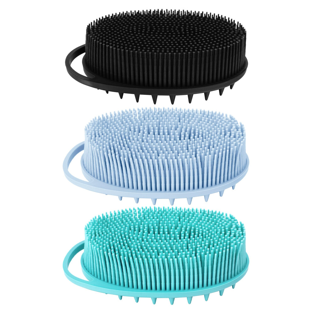Silicone Body Scrubber 3pcs DualSided Exfoliating Bath Brush for Sensitive Skin and Scalp Massage