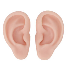 Human Ear Model, 1 Pair Soft Silicone Simulation Ear Model, Flexible Fake Ear, Realistic Body Parts for Piercing Practice, Earrings Jewelry Display,