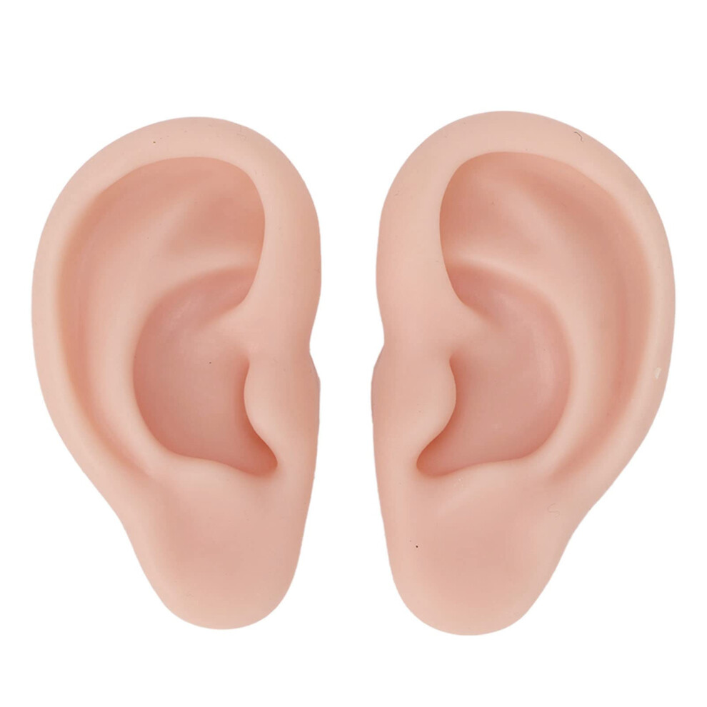 1 Pair Silicone Ear Model, Realistic Flexible Fake Ears for Piercing Practice and Display (Medium)
