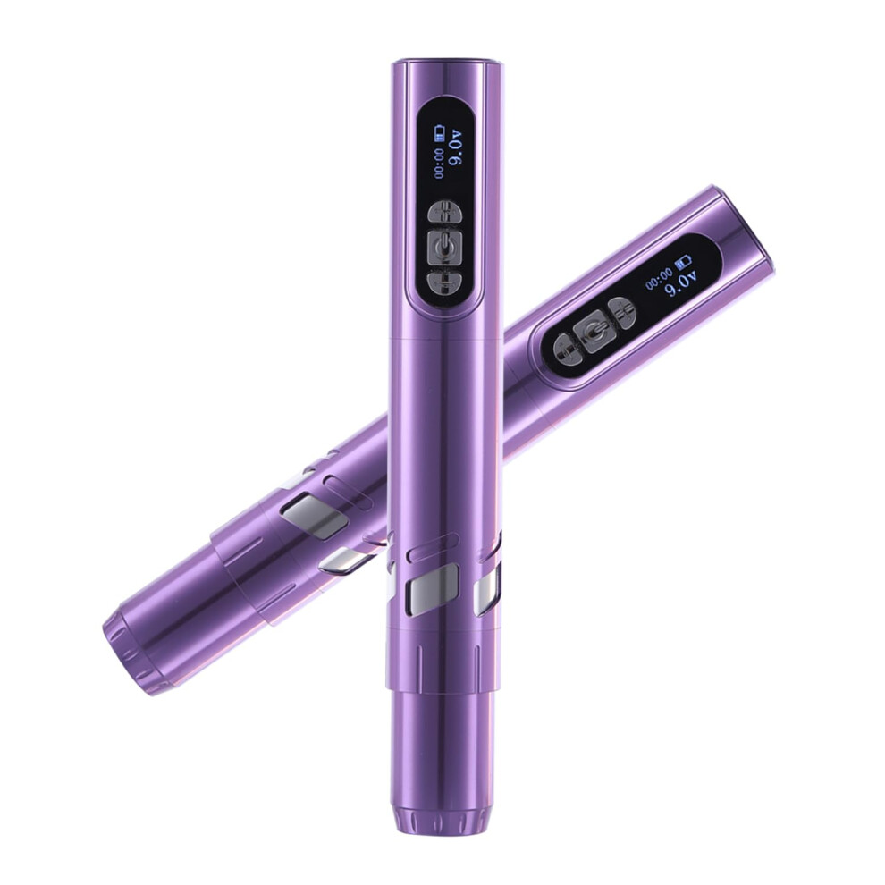 Purple Wireless Tattoo Pen Machine Rotary Tattoo Gun With Digital Display And Dual Batteries For Artists