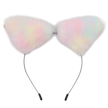 Adorabile copricapo con orecchie da gatto, coda a forma di falce con nucleo interno pieghevole, fascia regolabile in pelliccia sintetica per feste in