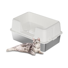 Stainless Steel Cat Litter Box 50x35x23 Cm Detachable Covered Litter Pan For Large Cats Easy Cleaning Odor Control