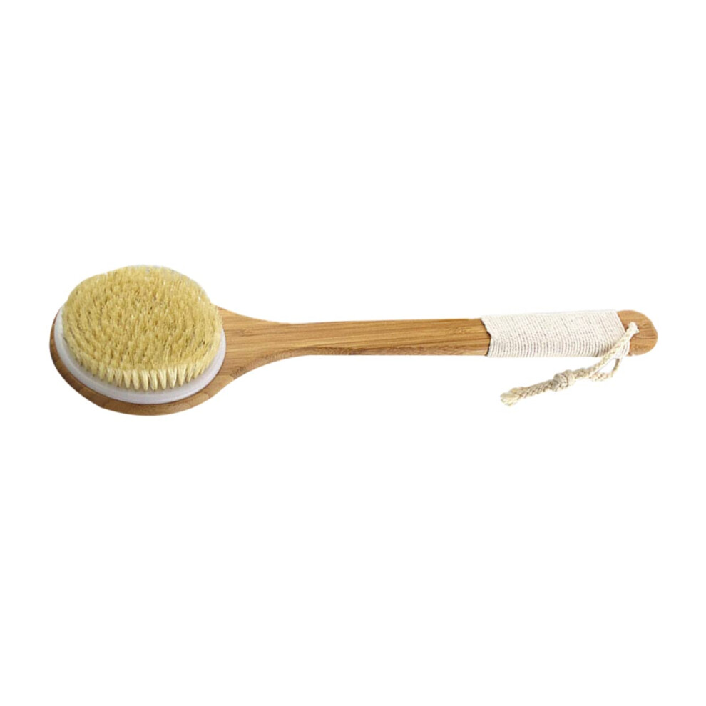 Bath Brush with Long Bamboo Handle, Back Scrubber for Gentle Exfoliation and Deep Cleaning Bristles