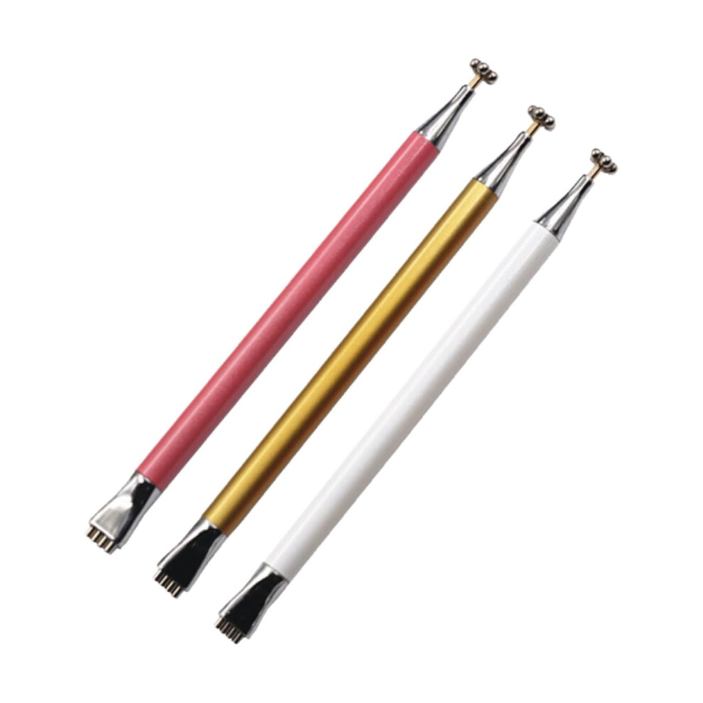 Red/White/Yellow Magnetic Nail Art Pen Set Doubleended Cat Eye Tool For Gel Polish Flower Designs 3Pcs
