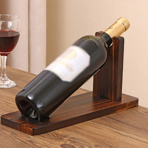 Rustic Wooden Wine Rack Single Bottle Holder with Stable Structure for Home Kitchen Decor 1