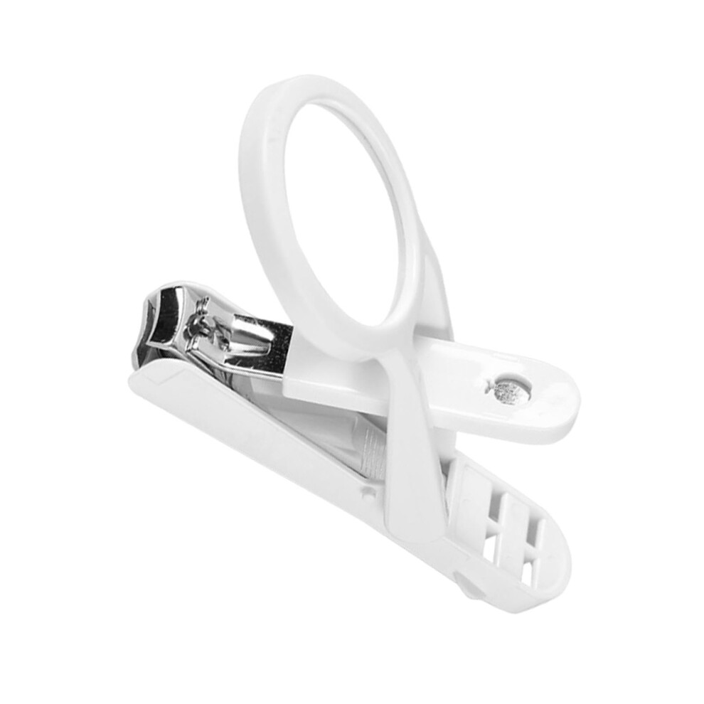 Nail Clippers with Magnifier Glass Precision, 360 Swivel Stainless Steel Toenail Cutter for Seniors White