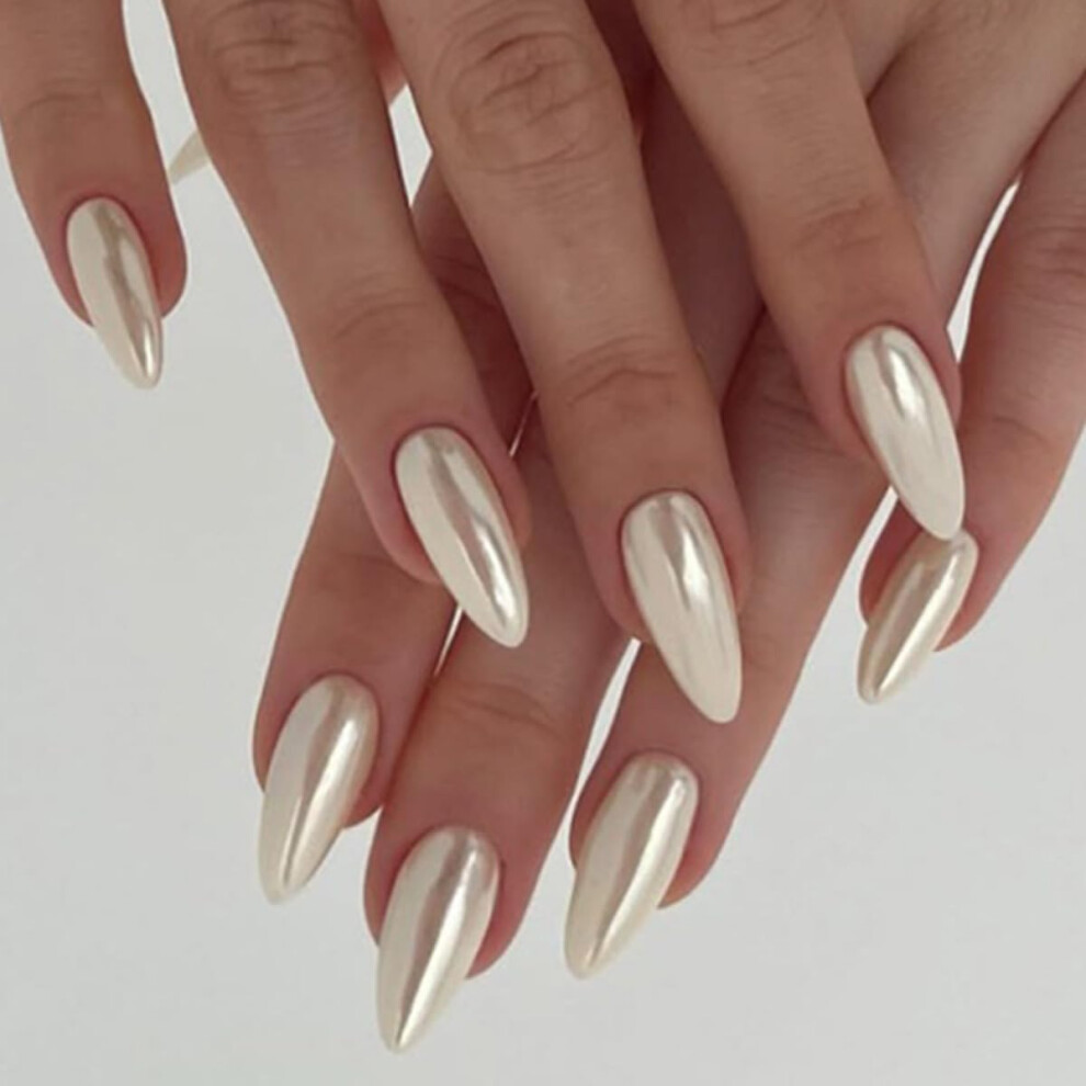 Orange Almond Press On Nails Set Â Glossy Full Cover Reusable Acrylic Fake Nails For Women, 24 Pcs