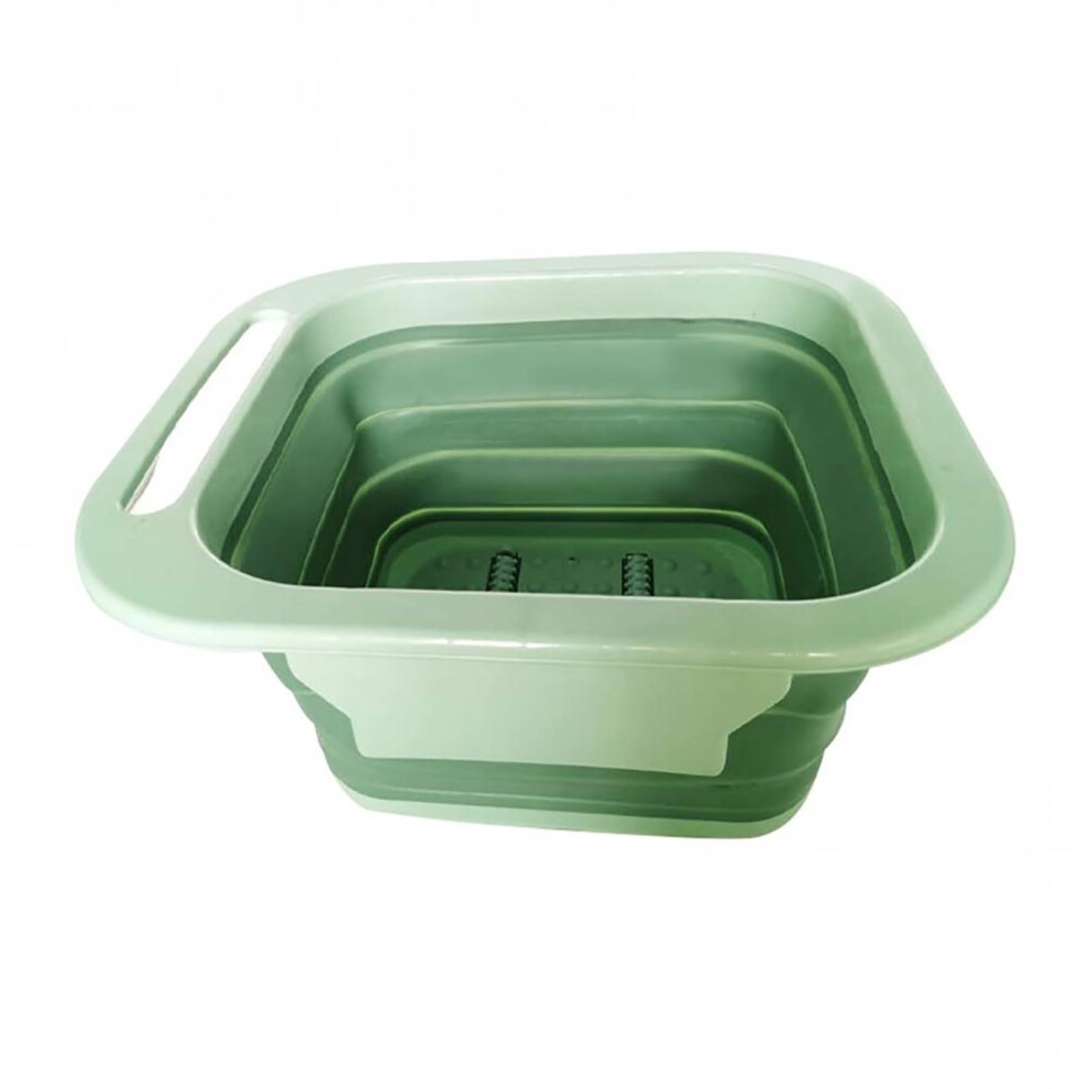 Folding Foot Soak Bucket with Massage Rollers, Collapsible Foot Bath Basin for Home, Travel, Camping (Green)