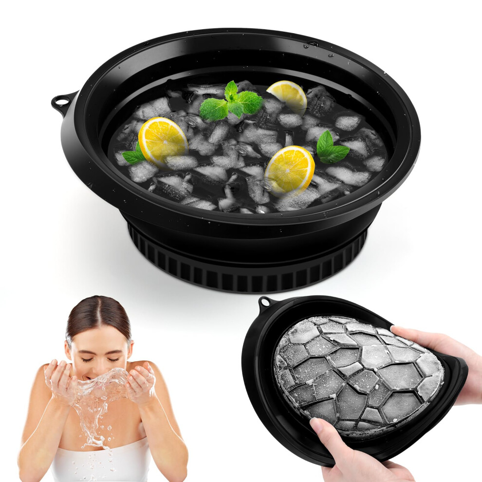 Face Ice Bowl with Builtin Ice Tray, Collapsible Silicone Facial Basin for Cold Plunge Therapy