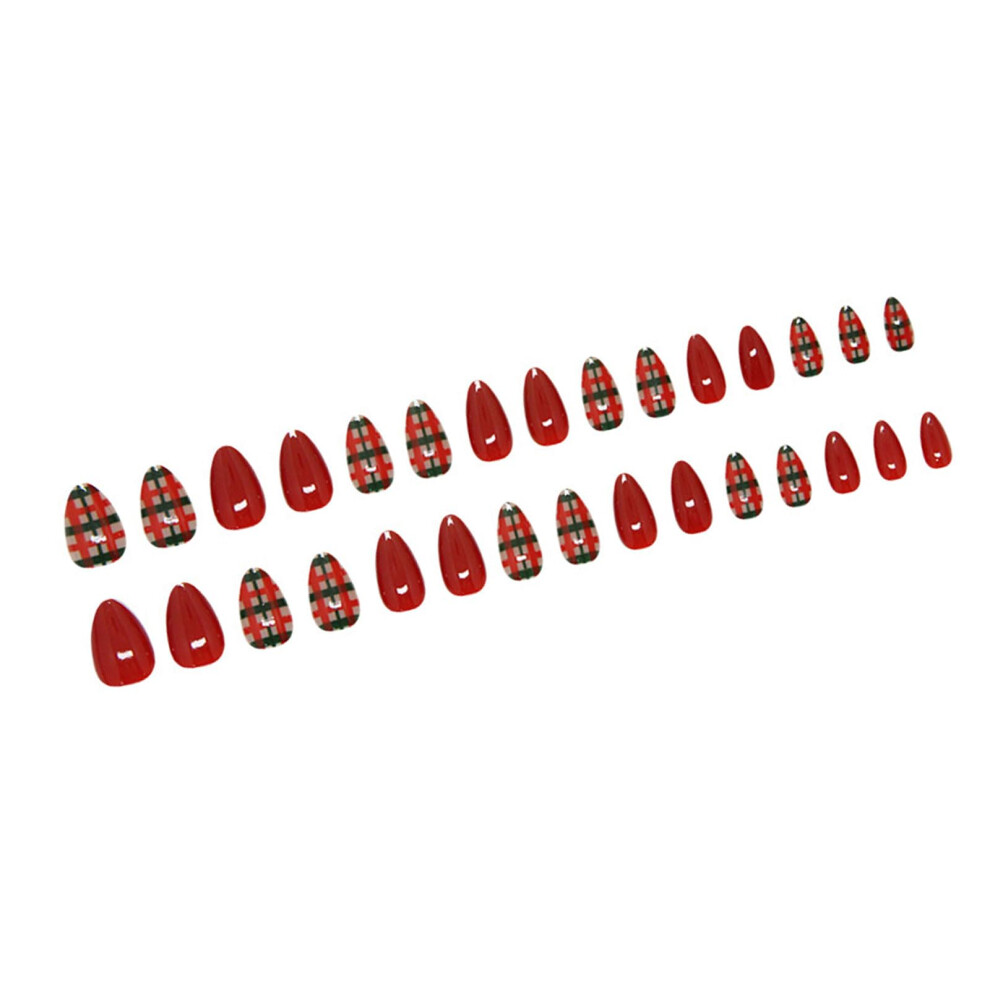 Christmas Almond Press On Nails with Jelly Glue, Glossy Acrylic SalonQuality False Nails