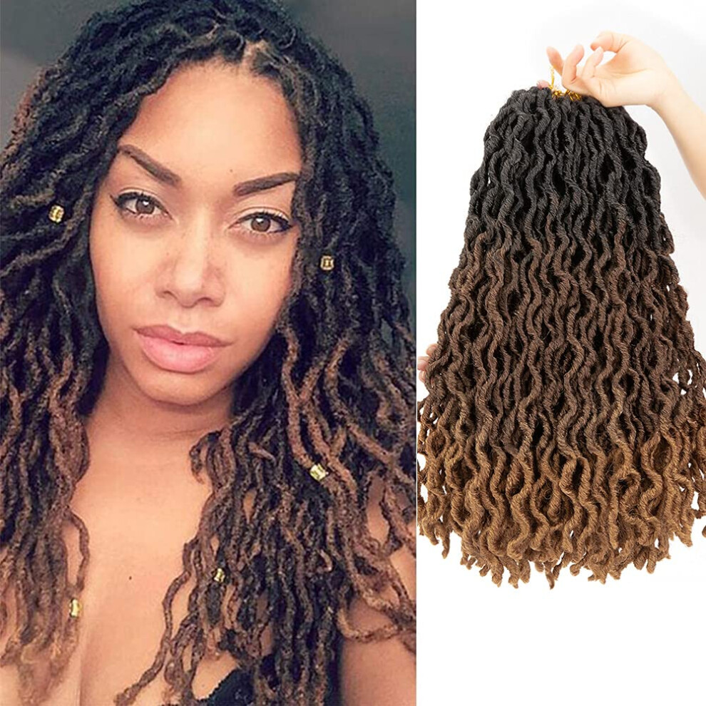 Unisex Gypsy Locs Crochet Hair 18 Inch Ombre Faux Locs Crochet Braids Wavy Synthetic For Women