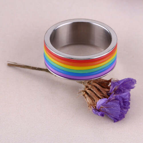 Δαχτυλίδι υπερηφάνειας LGBT με σχέδιο ουράνιου τόξου, λουράκι από σμάλτο από 1