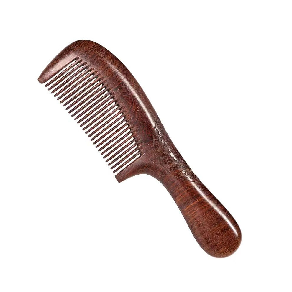 Unisex Sandalwood Comb 7.5 Inch Wide Tooth Wooden Hair Comb For Gentle Detangling And Static Control