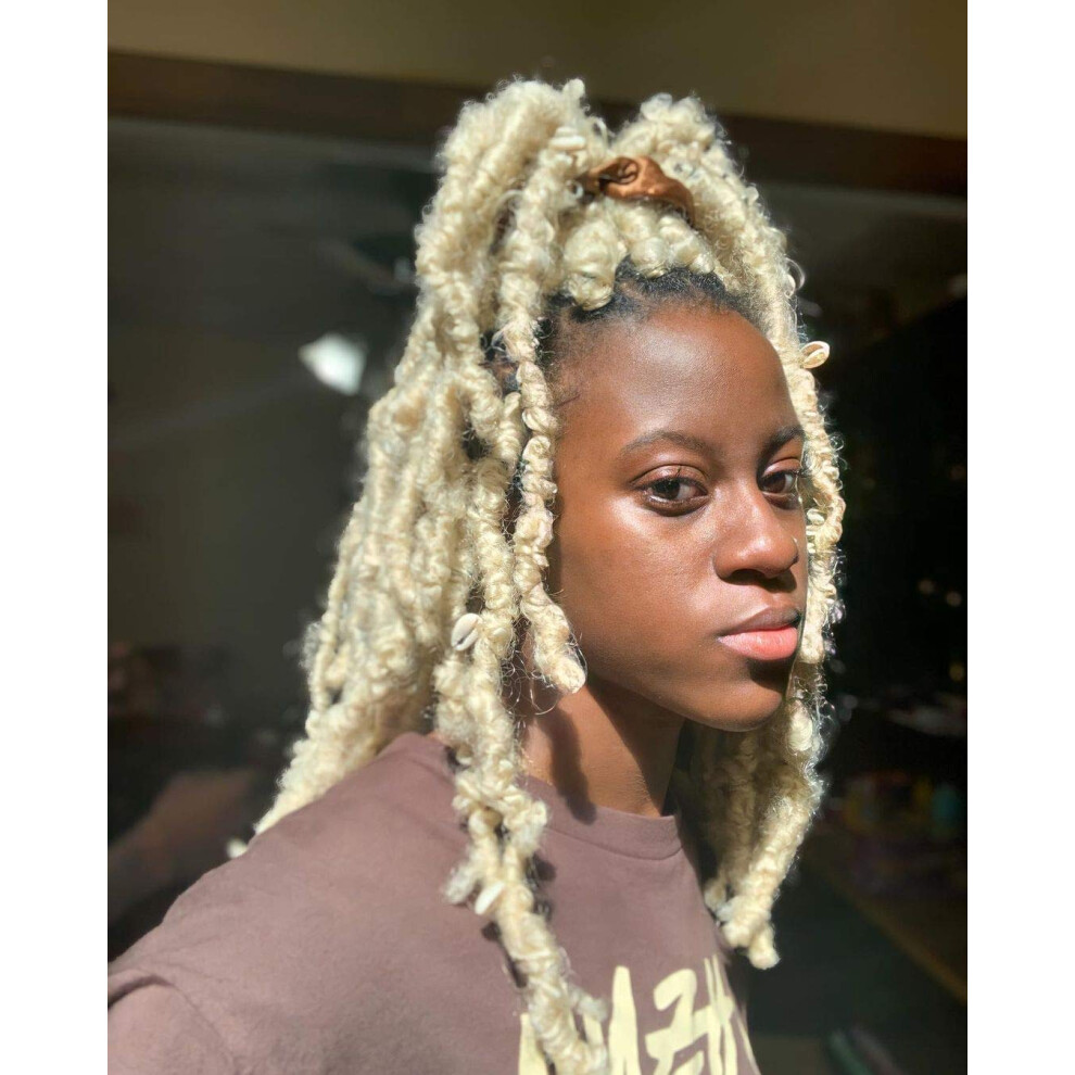 Unisex Black Butterfly Locs Crochet Braiding Hair 12 Inch Blonde Prelooped Distressed Style For Women