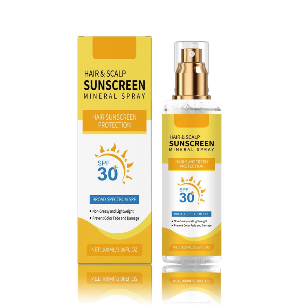 Hair and Scalp Sunscreen Spray SPF 30 UV Protection, Prevents Color Fade, Lightweight NonGreasy Formula for Beach and Outdoor