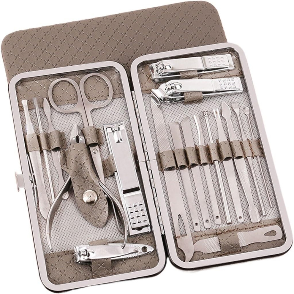 Nail Clipper Set 19Piece Durable Metal Manicure Pedicure Kit for Home and Travel