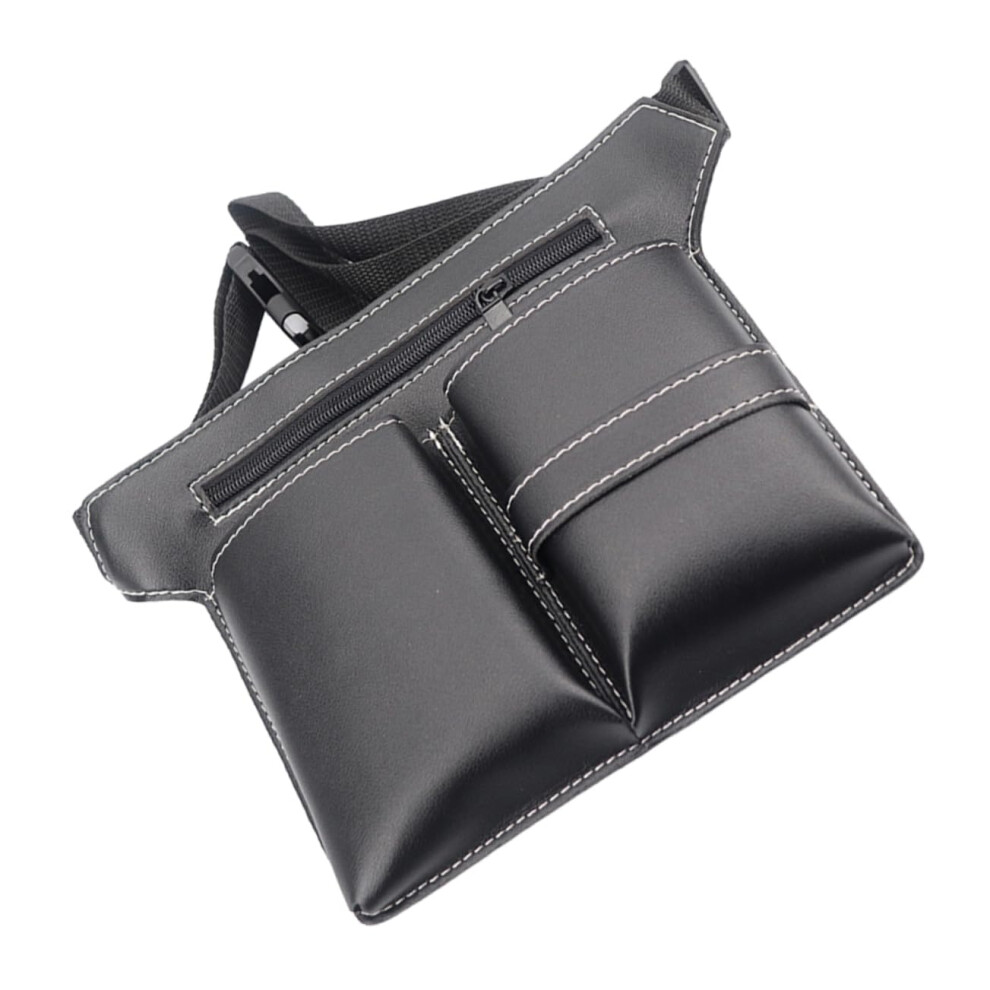 Hairdresser Tool Waist Bag Pu Leather Barber Scissor Pouch With Multiple Compartments Black 9450606707451