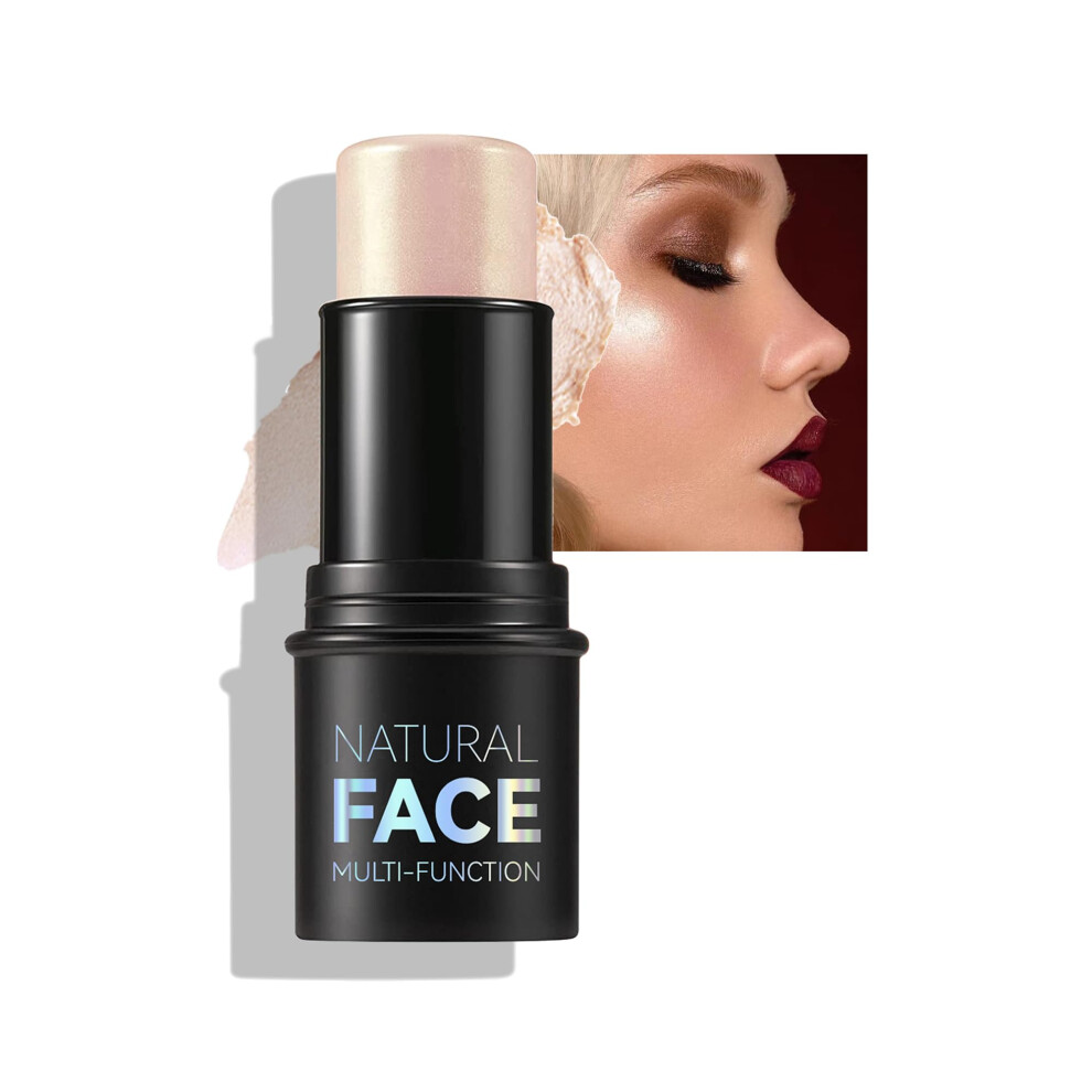Cream Highlighter Stick 2in1 Waterproof Longwear Blush for Natural Glow Shimmer Finish (01)