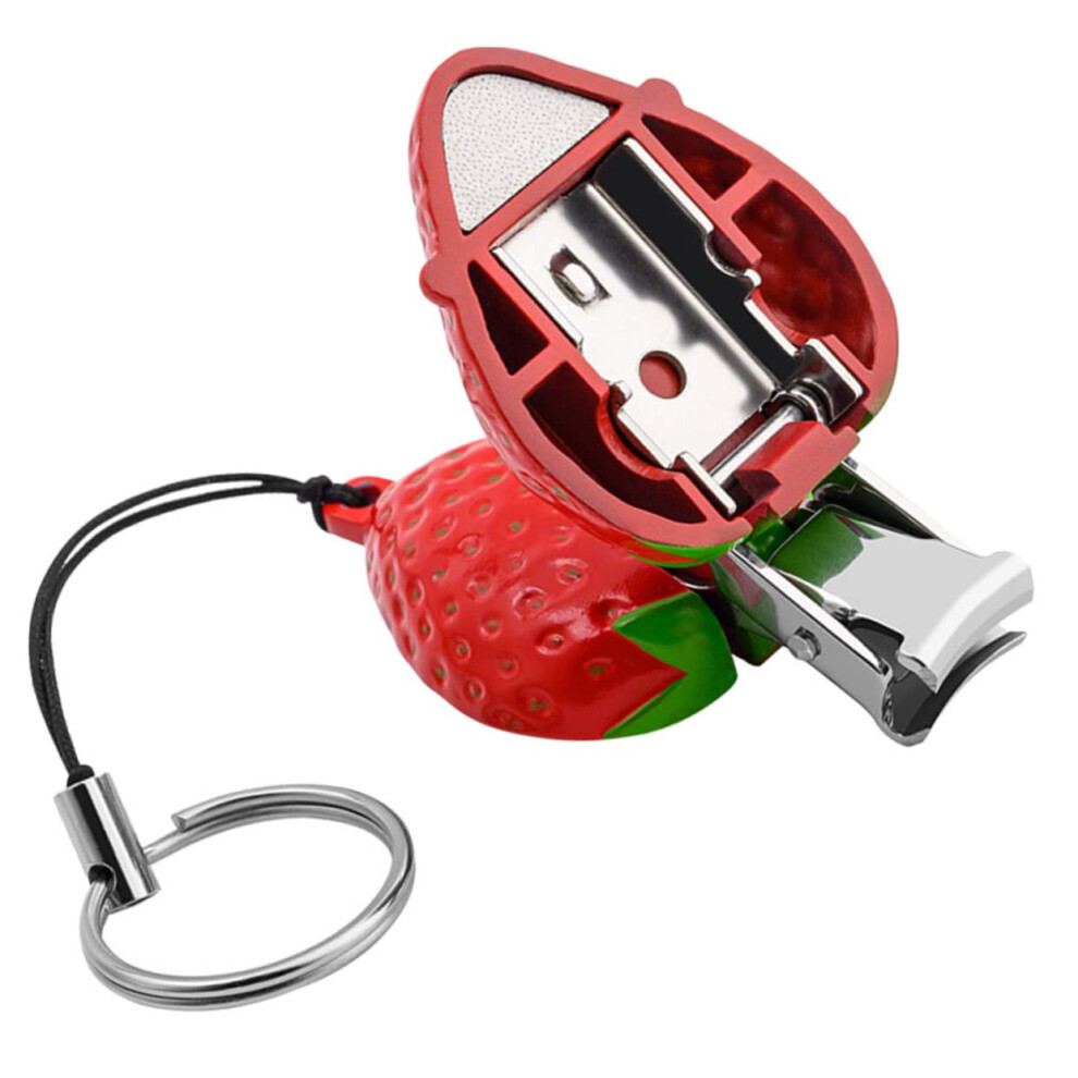 Stainless Steel Nail Clippers with Strawberry Design, Sharp Blades, Rust Resistant Keychain Tool