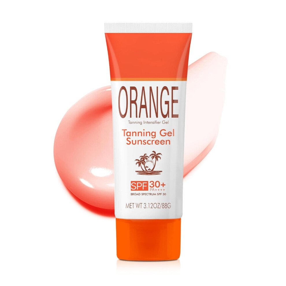 Orange Spf 30 Tanning Gel With Sunscreen, Hydrating Sun Tan Accelerator, Water Resistant Travel Size