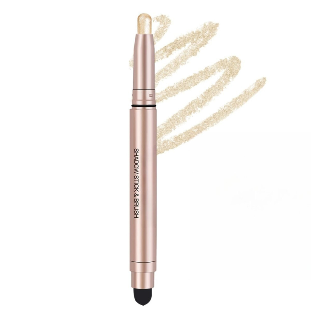 Cream,Gold Waterproof Shimmer Cream Eyeshadow Stick Gold Retractable Long Lasting With Builtin Smudger