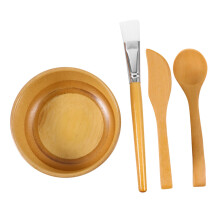 Face Mask Mixing Bowl Set with Bamboo Bowl Brush Spatula Spoon for DIY Home Skincare