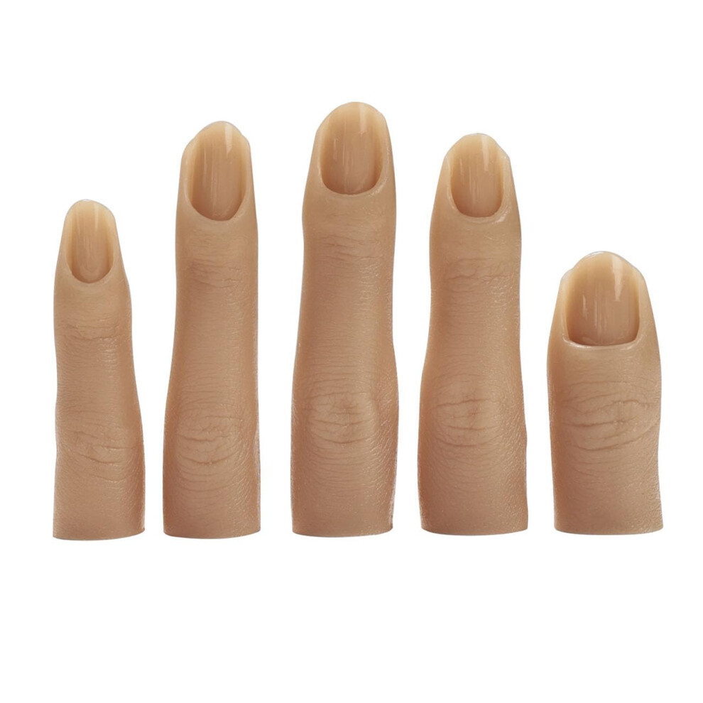 Nail Practice Finger Silicone Model for Realistic Nail Art Training, Reusable Flexible Design 5pcs