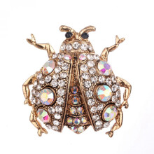 Spilla a forma di insetto in lega di alta qualità con strass, spilla vintage a forma di ape con perle e strass di cristallo trasparente