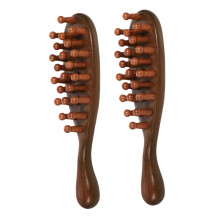 Wooden Wide Tooth Comb Set with Ergonomic Ring Handle Sandalwood Scalp Massage for Curly Wet Dry Hair