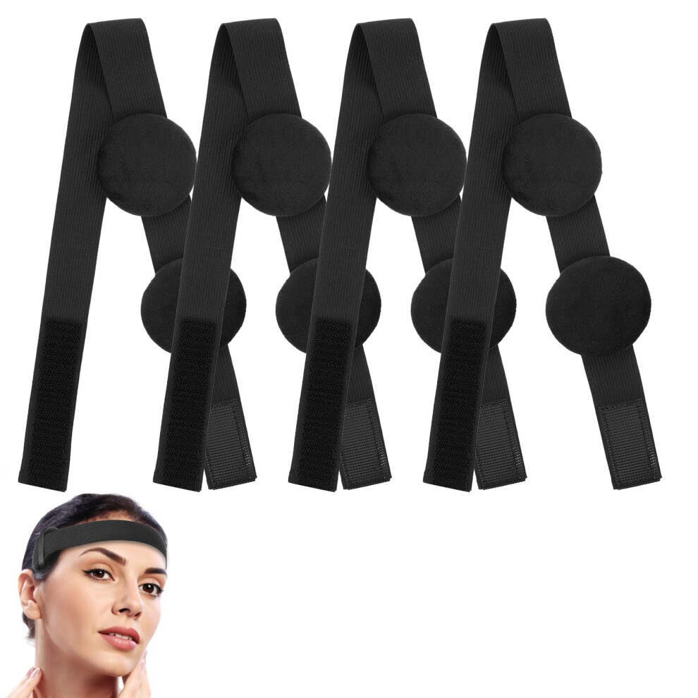 Unisex Black Wig Grip Band With Ear Covers, No Slip Adjustable Lace Wig Band For Secure Hold, 4Pcs