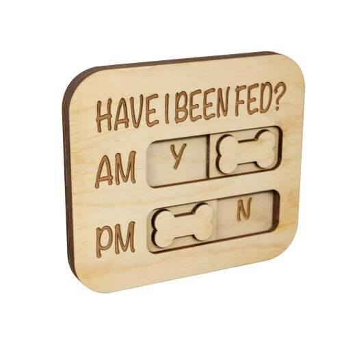 Wood Pet Feeding Reminder With Elegant Bone Shaped Designs-N2