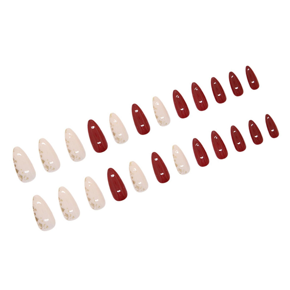 24pcs Short Almond Press On Nails with Elegant Glitter Design for Instant Salon Look