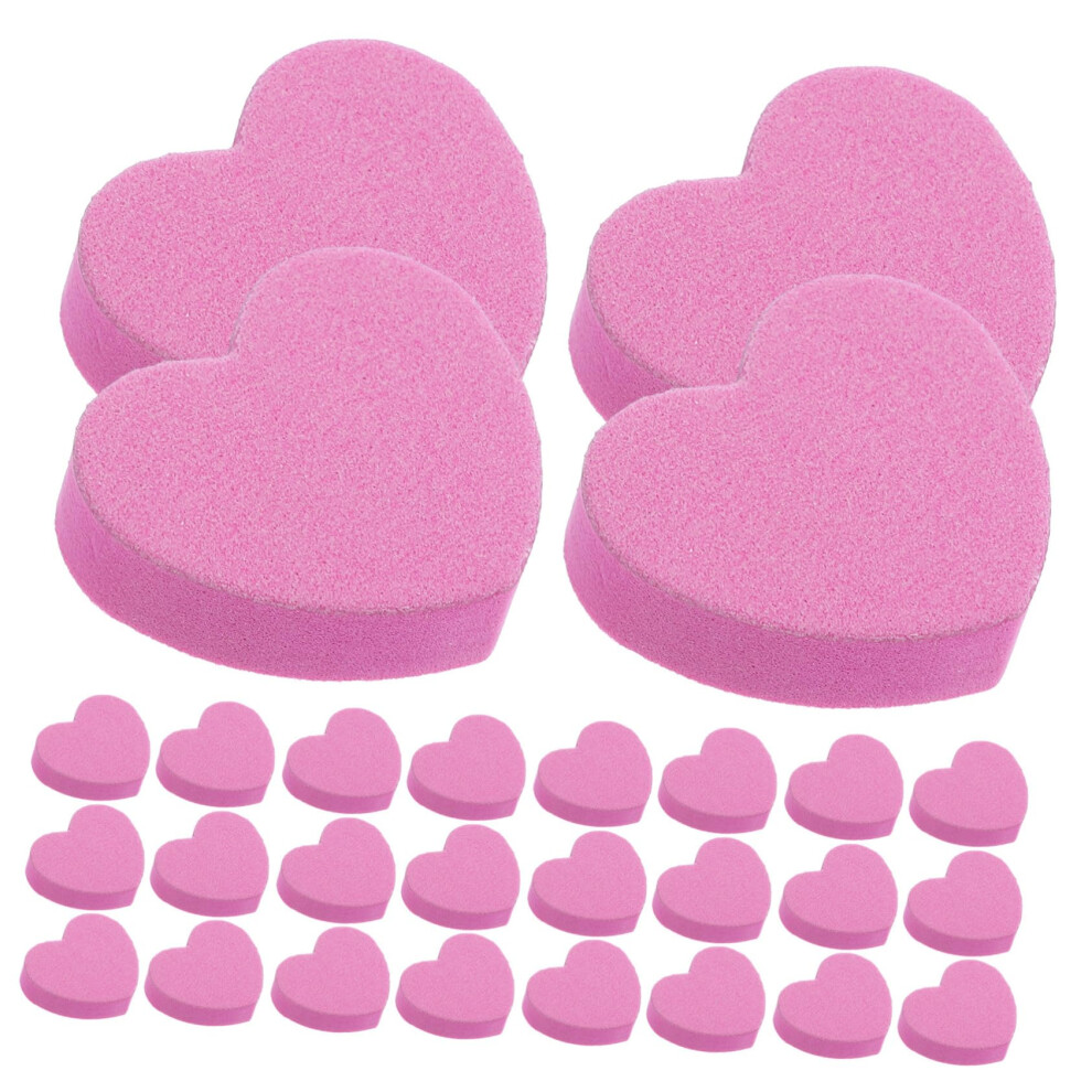 Pink 50Pcs Dualsided Nail Buffer Block And Heart Shaped Sponge Nail File Washable Reusable