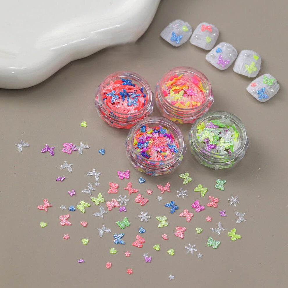 Nail Art Glitter Sequins Holographic Butterfly Star Heart Decorations for Acrylic and Polygel Manicure