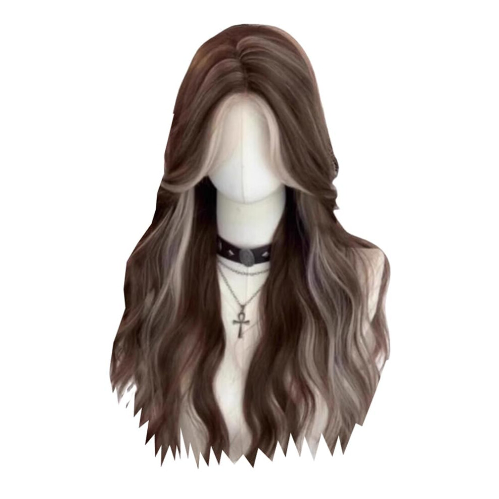 Long Wavy Grey Cosplay Wig for Women, Heat Resistant Synthetic Hair, Lolita Style Curls
