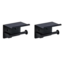 2X Toilet Paper Holder, Matte Black Toilet Paper Holder Wall Mount, Toilet Paper Roll Holder, Paper Holder for Bathroom
