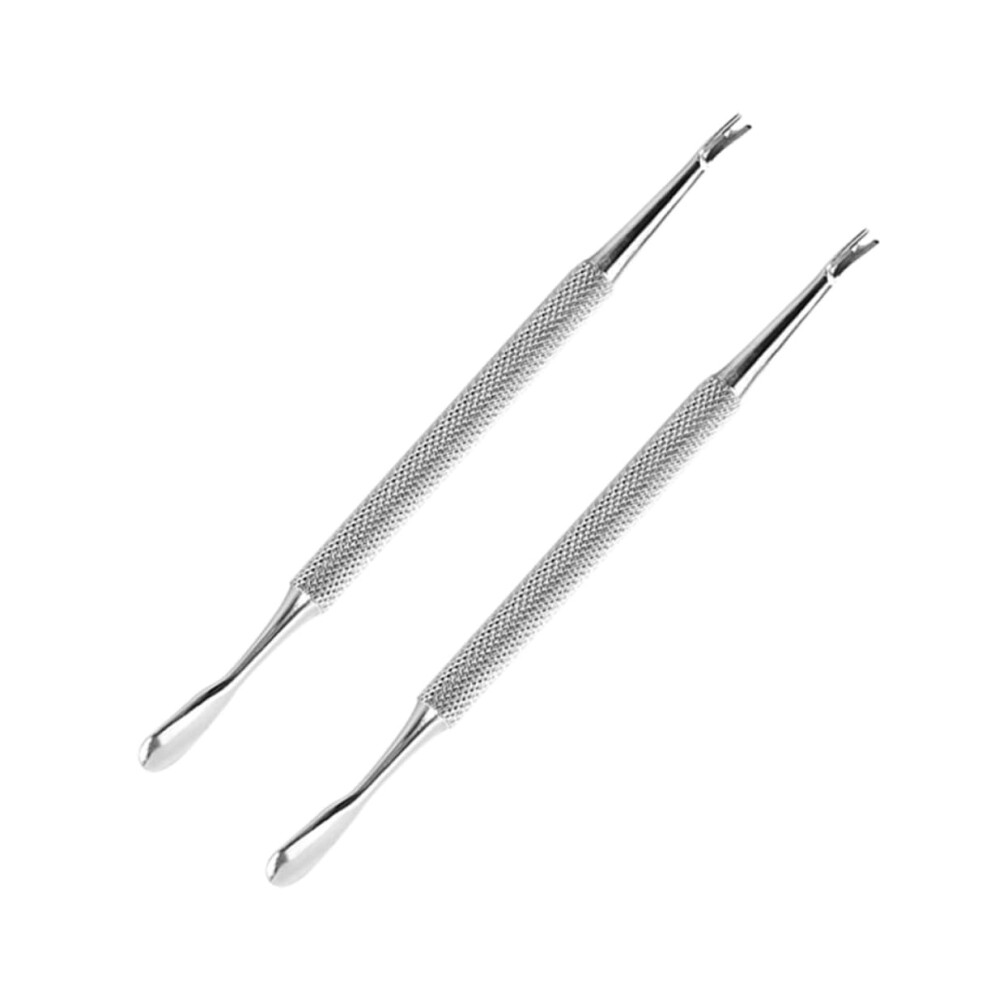 Silver Stainless Steel Cuticle Pusher And Trimmer Set, Dualended Nail Care Tools For Manicure Pedicure