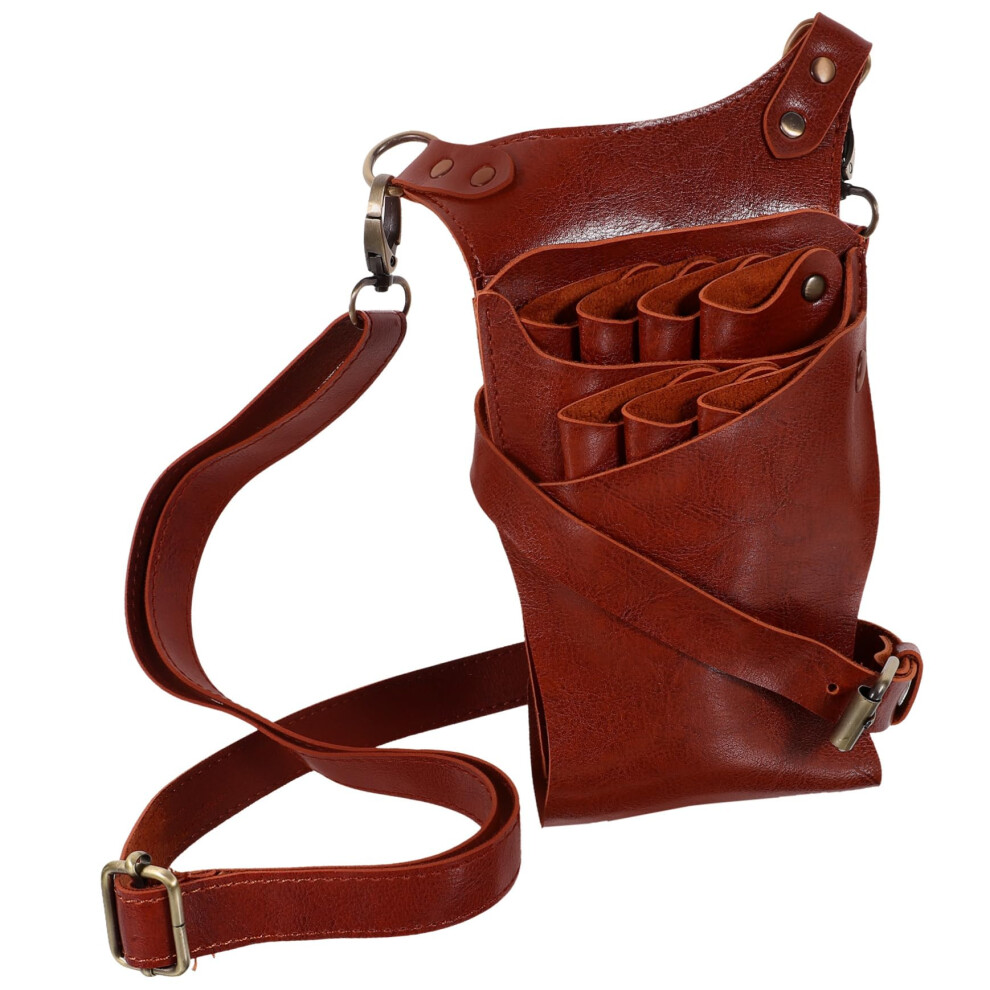 Hairdressing Scissors Bag With Adjustable Belt Leather Barber Tool Holder With Multiple Compartments 9450606710680