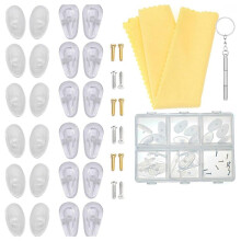 12 Pairs of Soft Jelly-Like and Air Chamber Silicone Nose Pads Screw-In Glasses Nose Pads with Gold and Silver Screws