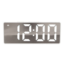 Orologio sveglia digitale LED con specchio bianco per decorazioni da camera da letto, materiale ABS