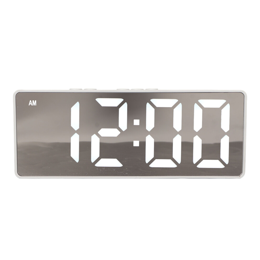 Digital Alarm Clock With Temperature Display, Led Mirror For Home Bedroom White 7601380756438