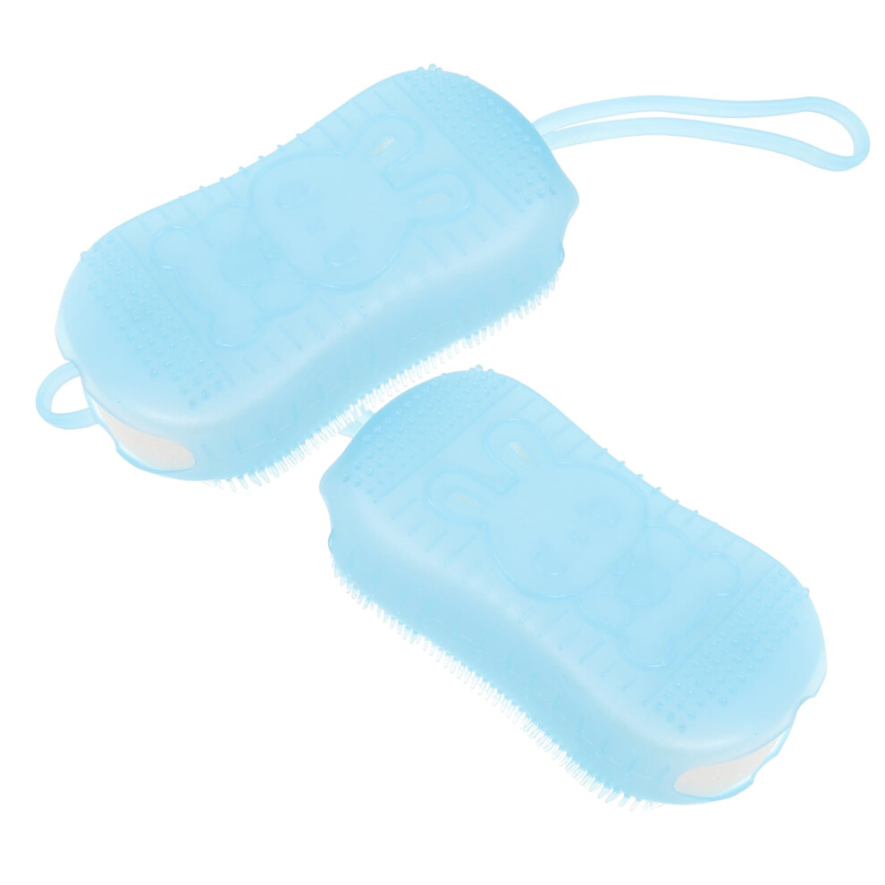 Bath Brush and Facial Cleansing Brush Set, Silicone Body Scrubber with Suction Cup, Gentle Exfoliation