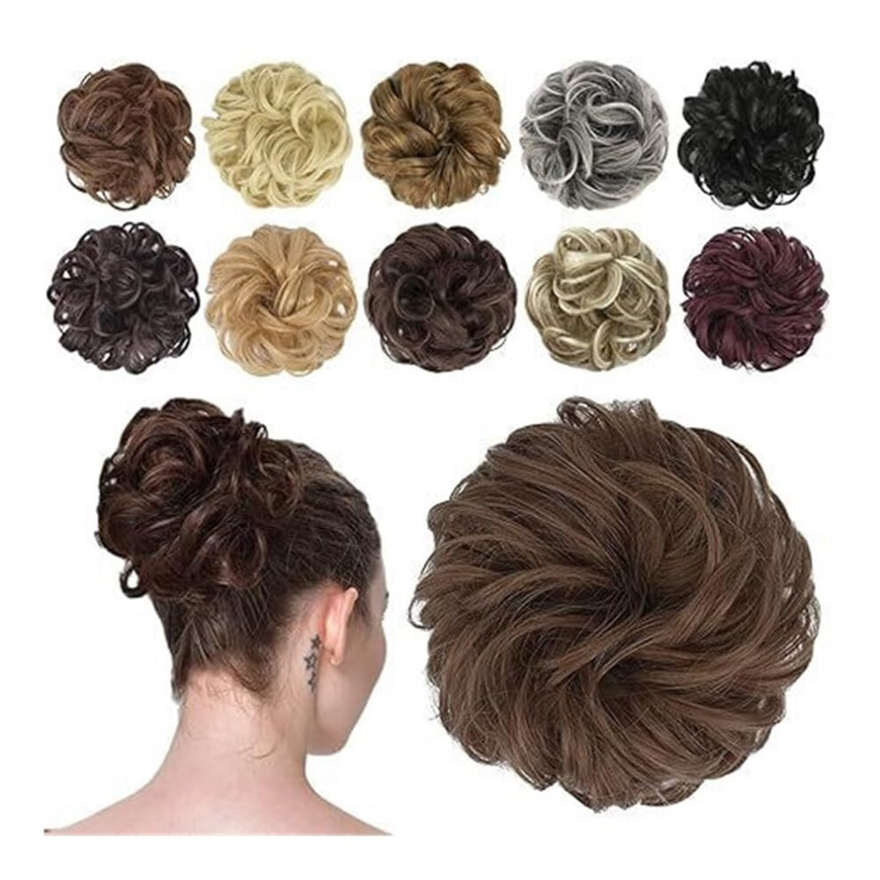Unisex White,Black Hair Buns, Wig Women's Elastic Curl Hair Ring Fluffy Ball Head Hair Iron Simulation Matte Flower Corn Bun Hairpieces (Black Mix White) Ref: 7219