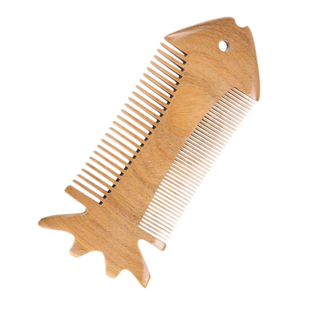 Unisex Green Wooden Hair Comb Doublesided Sandalwood Antistatic For Detangling And Scalp Massage