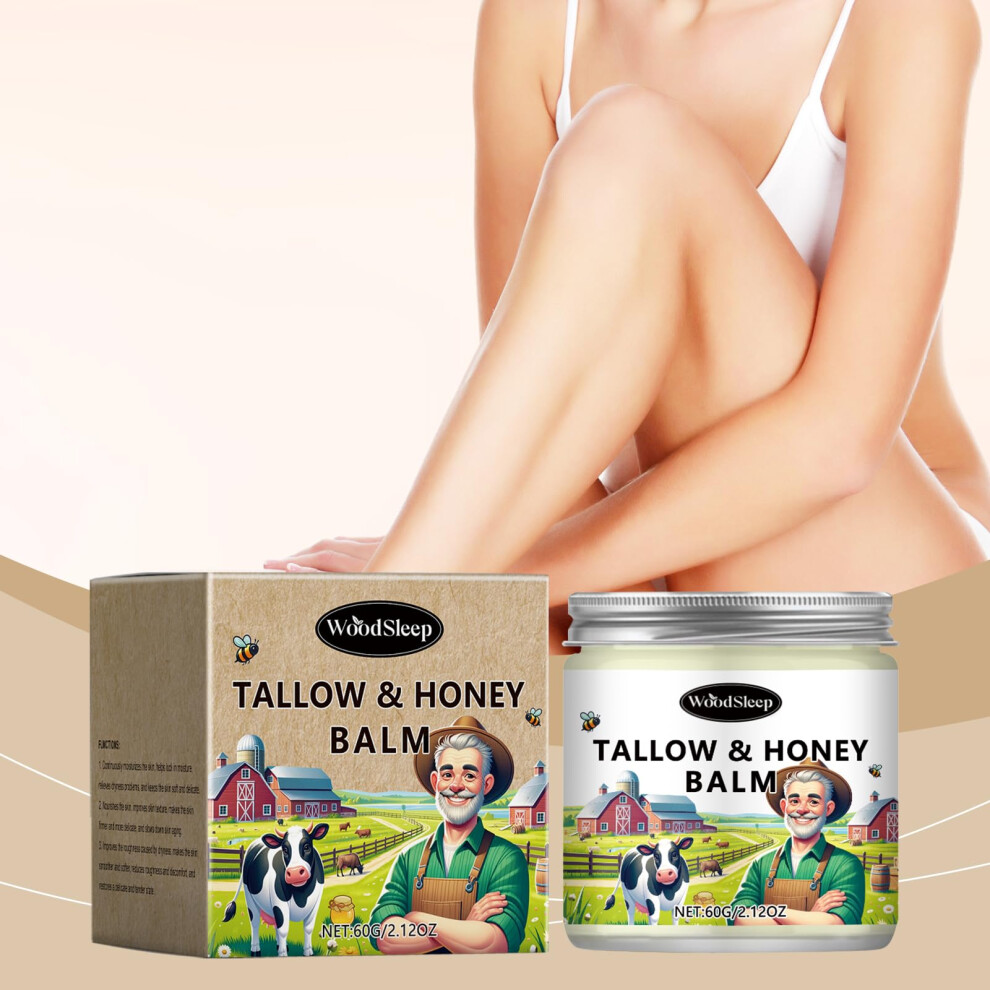Beef Tallow Balm with Organic Grassfed Honey for Deep Hydration and Dry Sensitive Skin