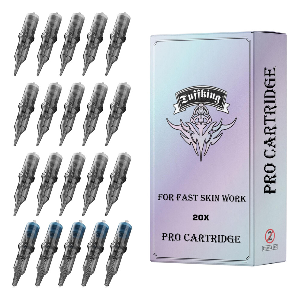 20pcs Tattoo Needle Cartridges Disposable Set, Mixed Sizes Round Liner and Magnum for Machine Supplies
