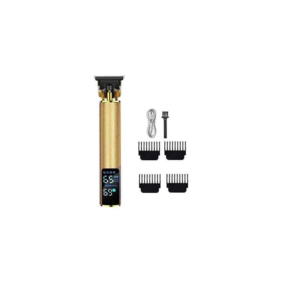 Gold Cordless Hair Clipper For Men With Precise 0Mm Cutting, Beard Trimmer, Rechargeable Shaver