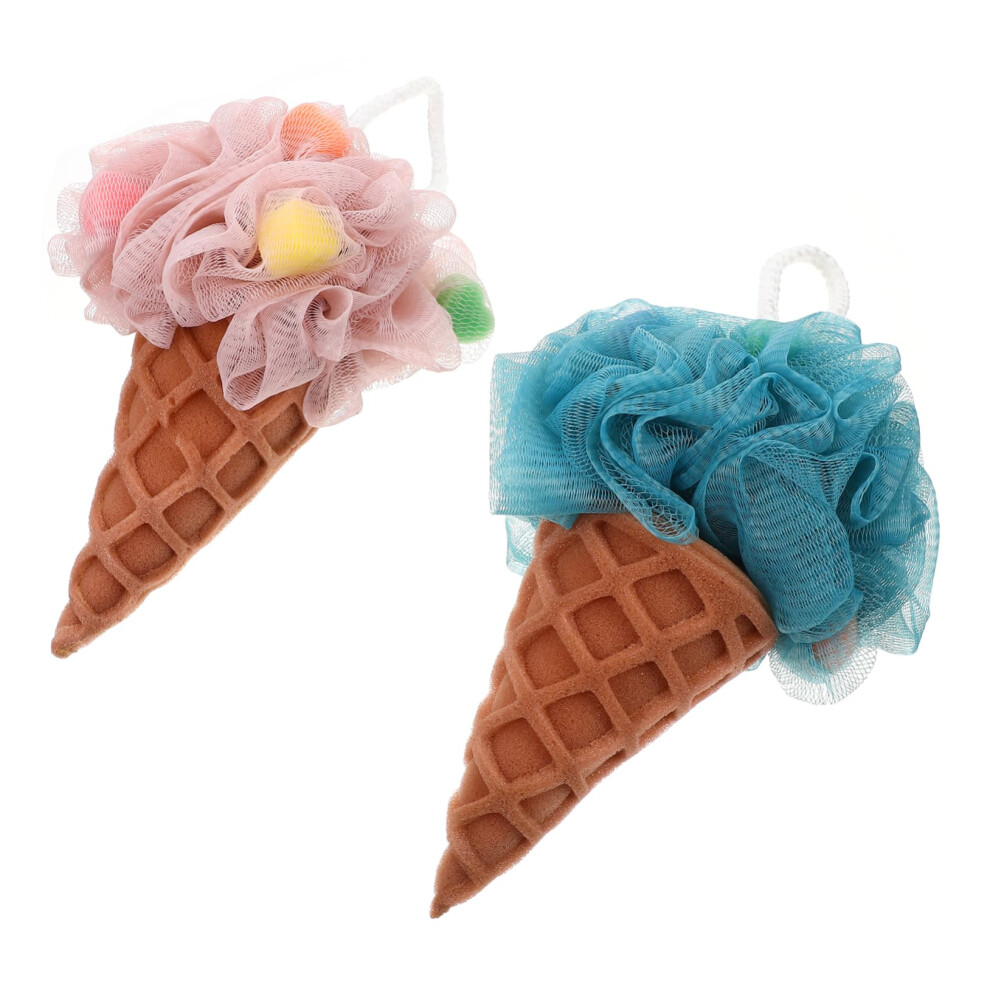2pcs Elastic Loofah Bath Sponges for Gentle Exfoliation and Rich Lather Shower Cleaning