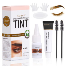 2 in 1 Golden Brown Brow Stamp and Eyebrow Tint Kit, Waterproof LongLasting Easy DIY Application